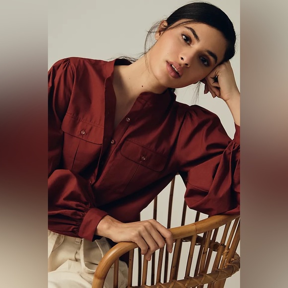 ✨ Anthropologie Utility Cargo Blouse Sz M - Picture 2 of 5